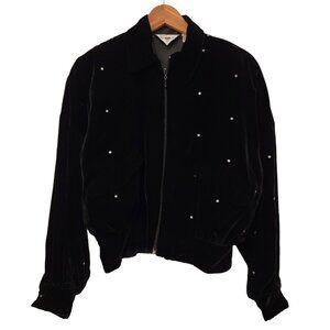 Baldanza Jacket‎ Womens Full Zip Solid Black Studded Jacket Size 8